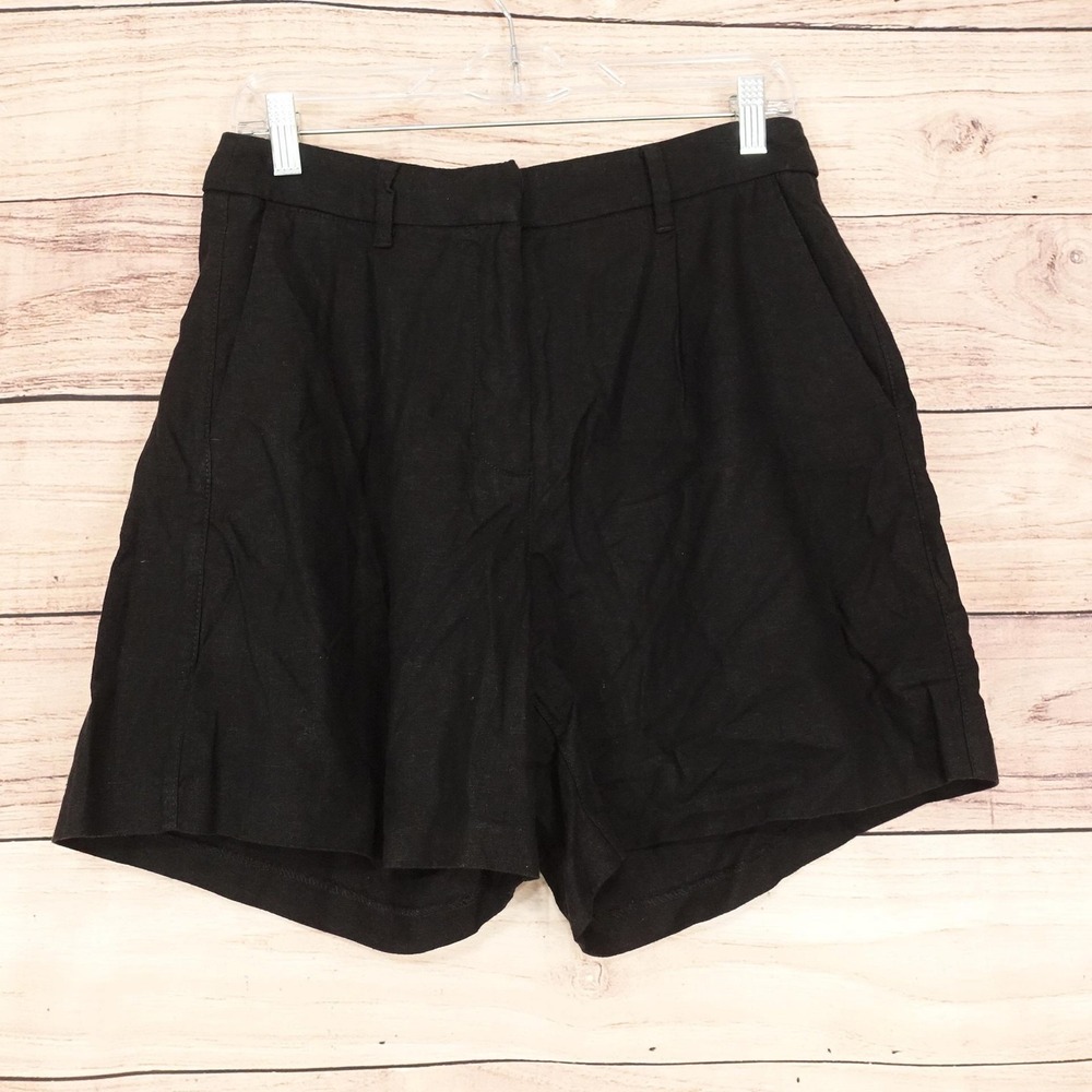 Old Navy Chino Shorts Womens Size M Black Linen Blend Elastic 30 Waist 6 Inseam